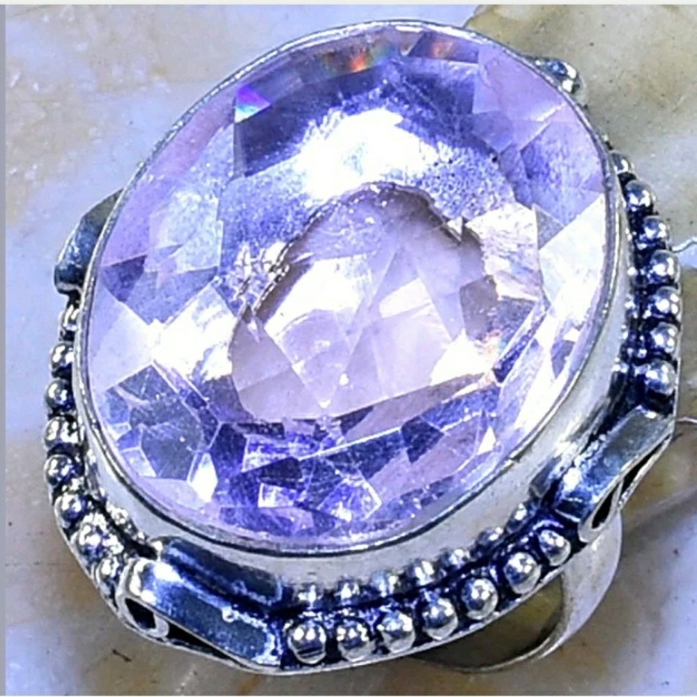 Pink Topaz .925 Sterling Ring Size 6.5